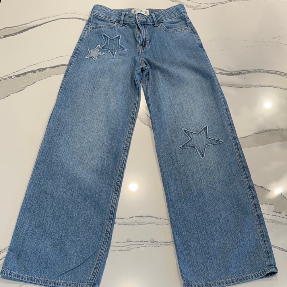 Abercrombie Kids Girls Star High Rise Ultra Wide Leg Jean Size 9/10 Long
